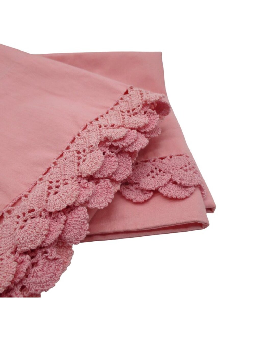Vintage Springmaid Pink Pillowcases Cotton Crochet Lace Trim Queen Cotton 20X30 - Picture 2 of 5